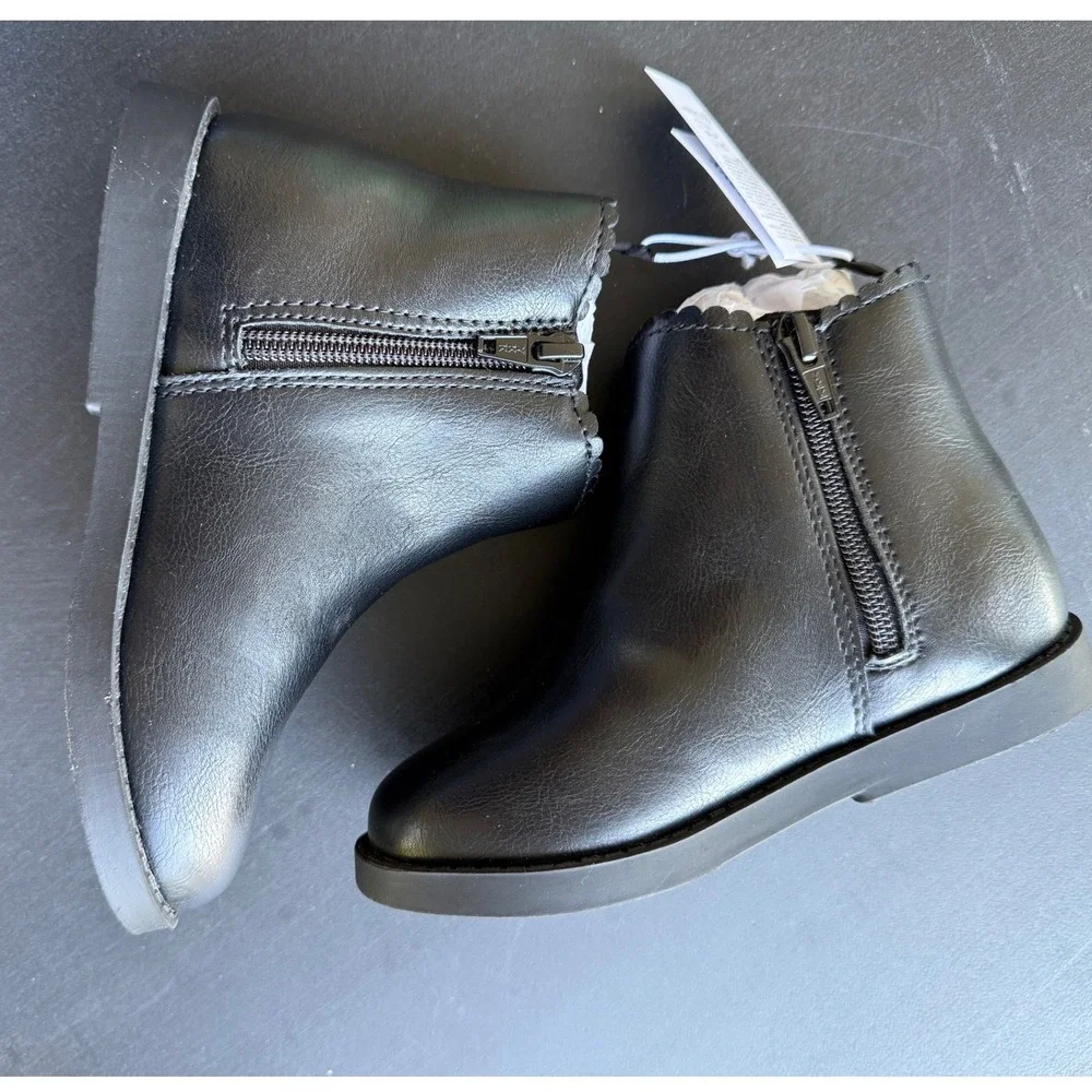 Old Navy Girls Scalloped Chelsea Boots Black Size 11 NEW 804389-00-1